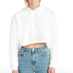 Hello Molly Women's classic grey cropped hoodie pullover sweatshirt